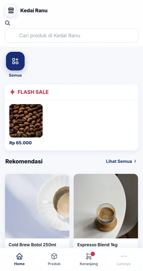 Halaman toko Klosing dilihat dari ponsel pembeli
